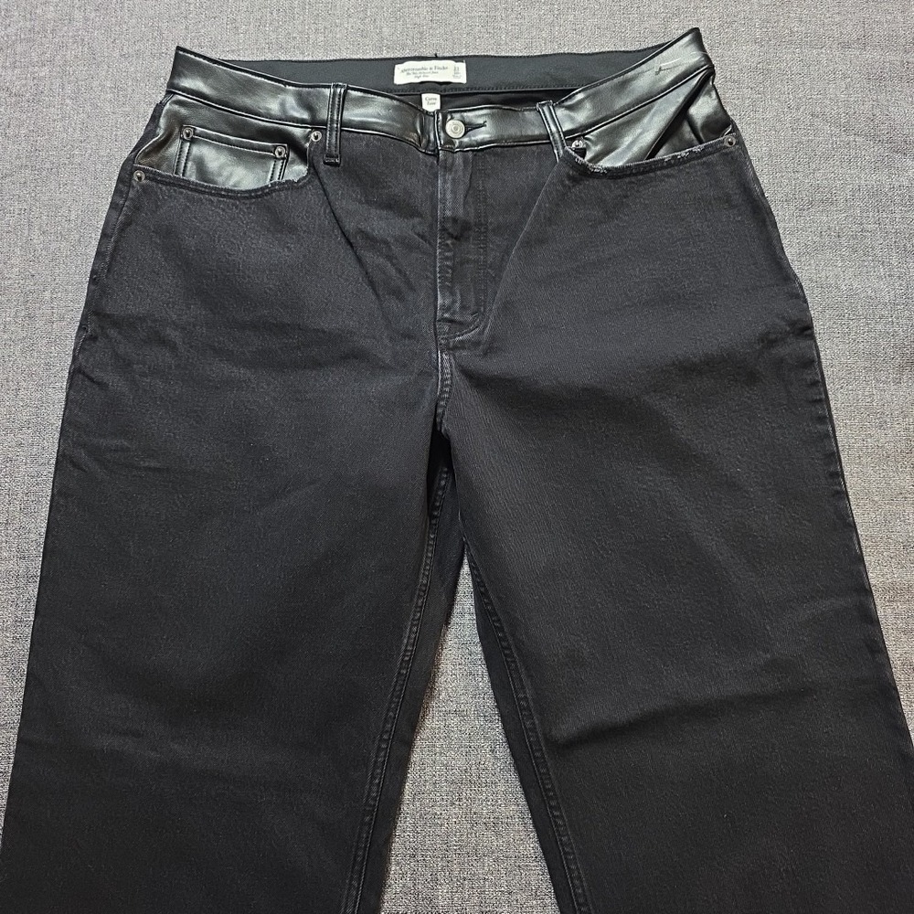 Abercrombie Fitch Jeans Women Size 33 16R Black 90s Relaxed High Rise Curve Love